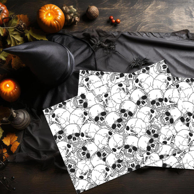 12"x18" Halloween Placemats, Piled Skulls Disposable Cardstock Paper - 8 per pack