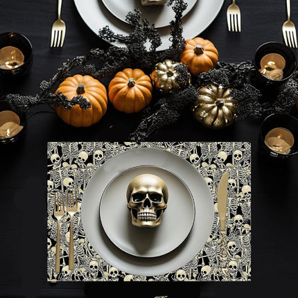 12"x18" Halloween Placemats, Skeletons & Shadows Disposable Cardstock Paper - 8 per pack