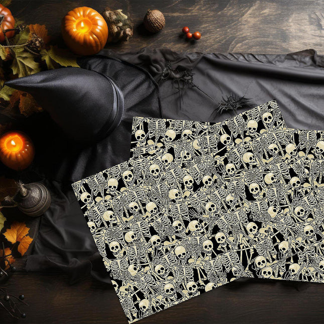 12"x18" Halloween Placemats, Skeletons & Shadows Disposable Cardstock Paper - 8 per pack