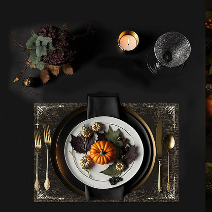 12"x18" Halloween Placemats, Skull and Crossbones Disposable Cardstock Paper - 8 per pack
