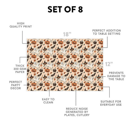 12"x18" Halloween Placemats, Spooktacular Fun Disposable Cardstock Paper - 8 per pack