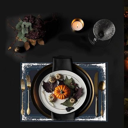 12"x18" Halloween Placemats, Vintage Crow and Skull Disposable Cardstock Paper - 8 per pack