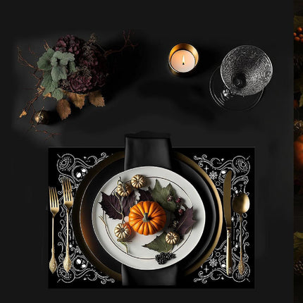 12"x18" Halloween Placemats, Vintage Ornate Frame Disposable Cardstock Paper - 8 per pack