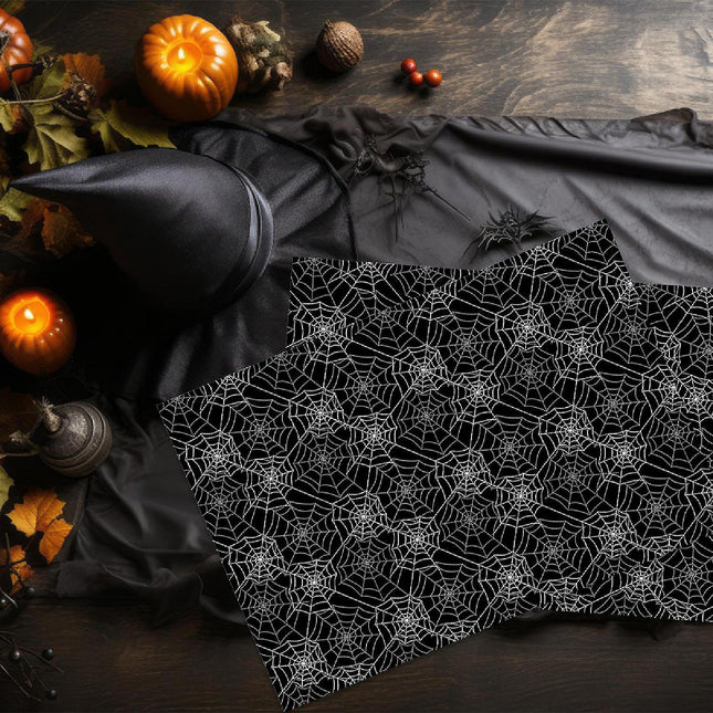 12"x18" Halloween Placemats, White & Gray Spiderwebs Disposable Cardstock Paper- 8 per pack