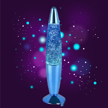 13 Inch Metallic Blue Glitter Lamp
