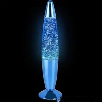 13" Metallic Blue Glitter Lamp