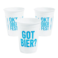 16 Oz Oktoberfest Got Bier Disposable Plastic Cups - Bulk 50 Per Pack