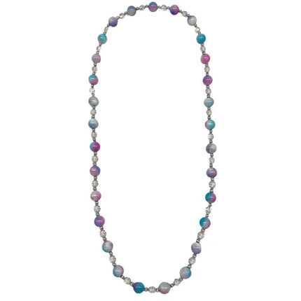16mm Pink, Purple & Turquoise Marbled 40 Inches Necklace
