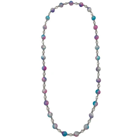 16mm Pink, Purple & Turquoise Marbled 40 Inches Necklace