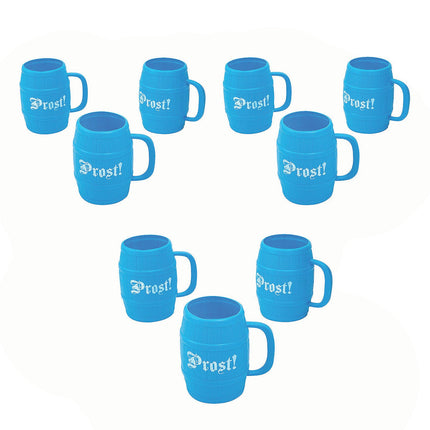 17 Oz Oktoberfest Prost Blue BPA-Free Plastic Barrel Mugs - Bulk 60 Per Pack