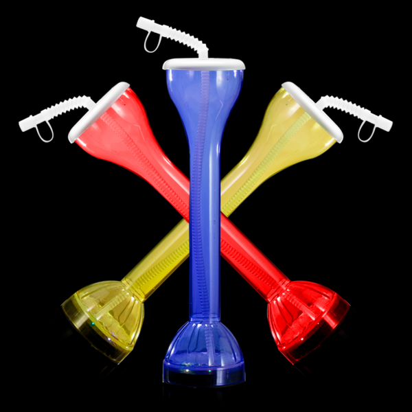 LED Light Up Flashing 17 Oz Yard Glasses With Straw - Assorted