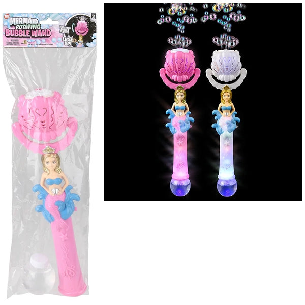 18 Inches LED Light Up Mermaid Rotating Bubble Wand