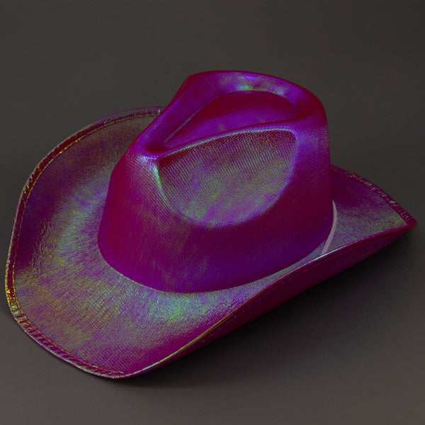 Sparkly Metallic Holographic Iridescent Cowboy Hats - Assorted Pack of 12