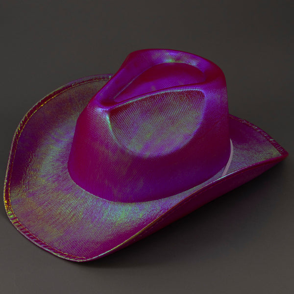 Neon Metallic Holographic Iridescent Cowboy Hats - Assorted Pack of 12