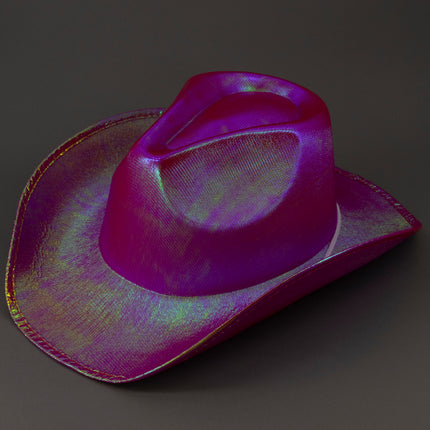 Sparkly Iridescent Glitter Space Pink Cowboy Hats - Pack of 4