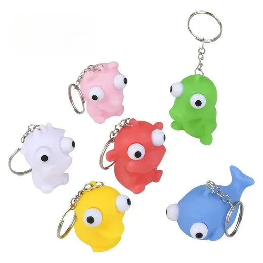 2" Squeeze Animal Popping Eye Keychain - Pack of 12