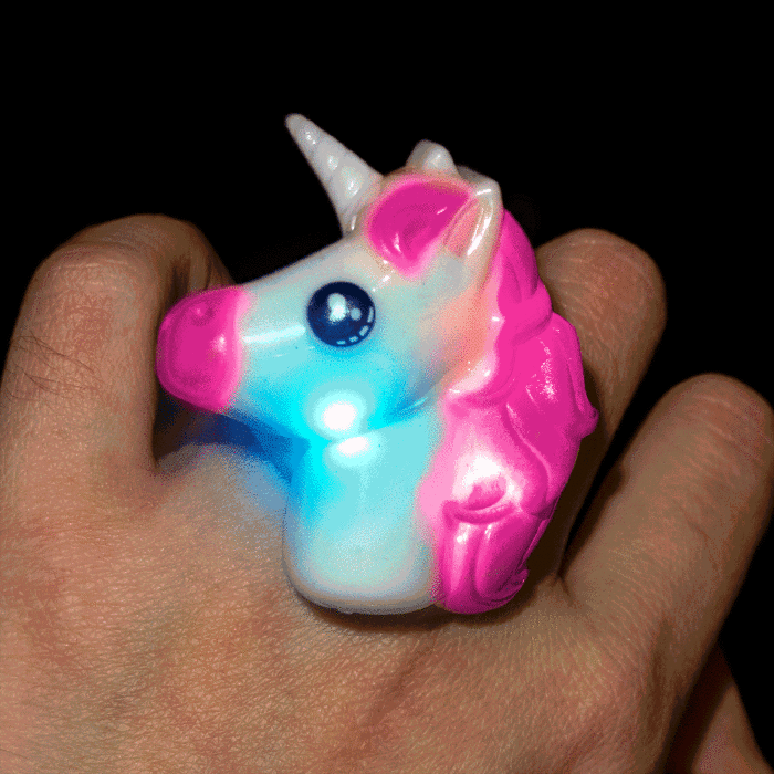 1 Light Up Pink Unicorn Rings