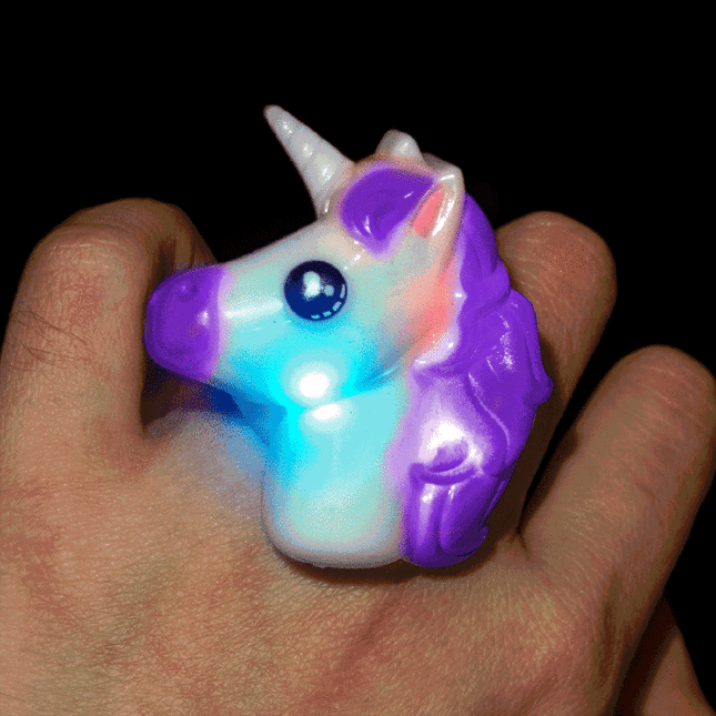 1 Inch Light Up Purple Unicorn Rings - Pack of 4