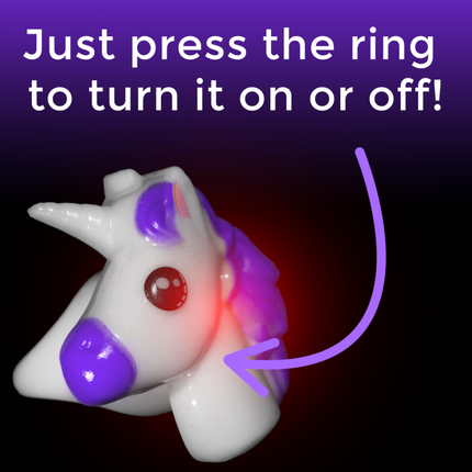 1 Inch Light Up Purple Unicorn Rings - Pack of 4