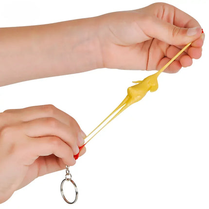 3" Stretch Rubber Chicken Keychain