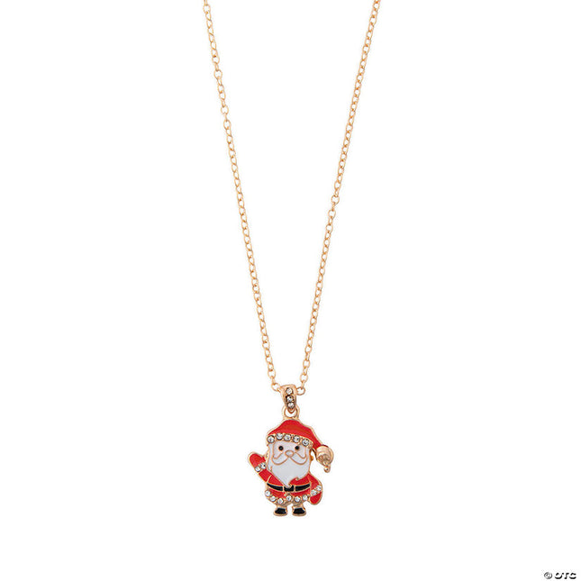 20" circ. Waving Santa Claus Christmas Metal Necklaces - 3 Per Pack