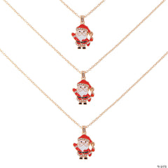 20" circ. Waving Santa Claus Christmas Metal Necklaces - 3 Per Pack