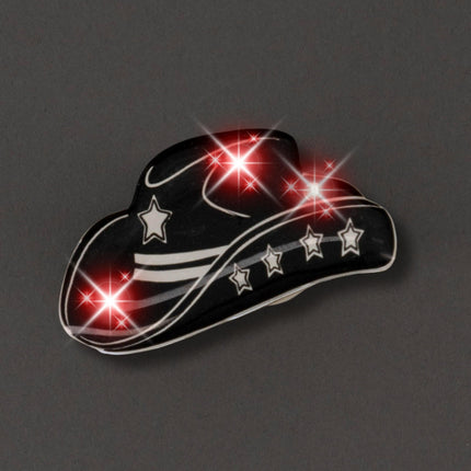 Black Cowboy Hat Flashing Body Light Lapel Pins