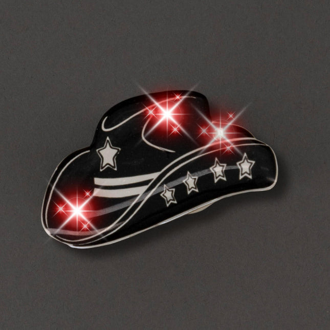 Black Cowboy Hat Flashing Body Light Lapel Pins