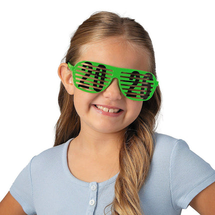 6" x 2" 2026 Bright Color Neon Plastic Shutter Glasses - 12 Per Pack