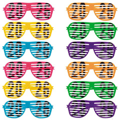 6" x 2" 2026 Bright Color Neon Plastic Shutter Glasses - 12 Per Pack