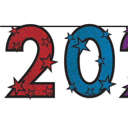 2026 Colorful Glitter Streamer - 60" Wide x 15" High