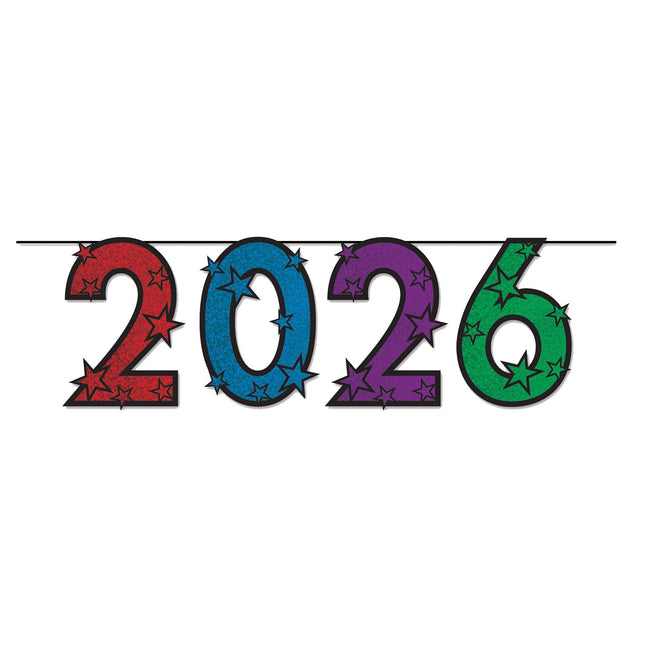 2026 Colorful Glitter Streamer - 60" Wide x 15" High