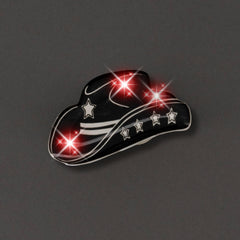 Black Cowboy Hat Flashing Body Light Lapel Pins