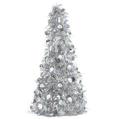 Silver Tinsel Tree 10" Centerpiece