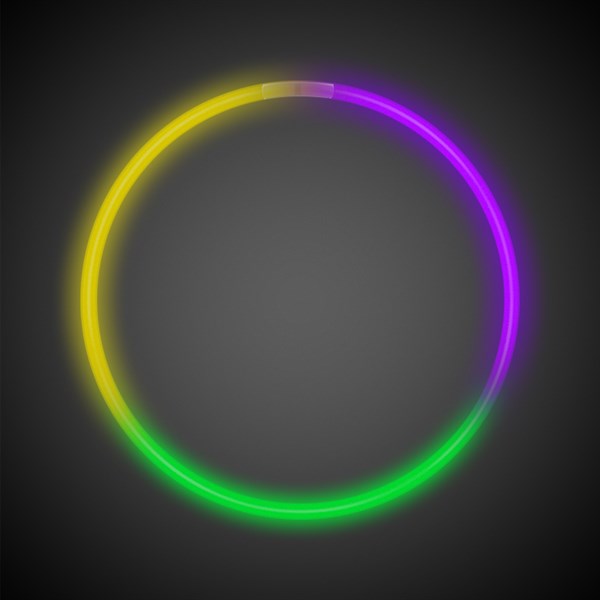 22 Inch Jumbo Purple Green Yellow Tri-Color Glow Necklaces