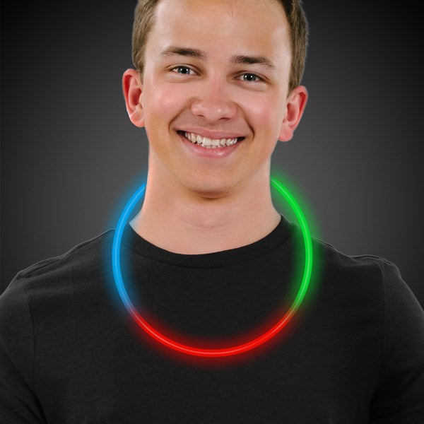 22 Inch Jumbo Red Green Blue Tricolor Glow Necklaces - Pack of 50