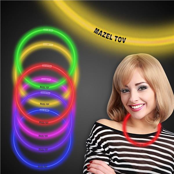 22 Inch Mazel Tov Glow Necklaces - Assorted Pack of 50