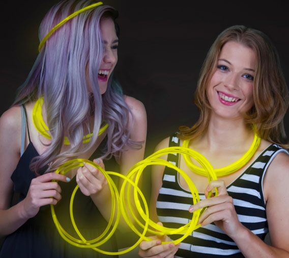 22 Inch Jumbo Yellow Glow Sticks Necklaces - 50 Per Pack