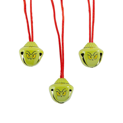 24" Christmas The Grinch Metal Jingle Bell Breakaway Necklaces - 12 Per Pack