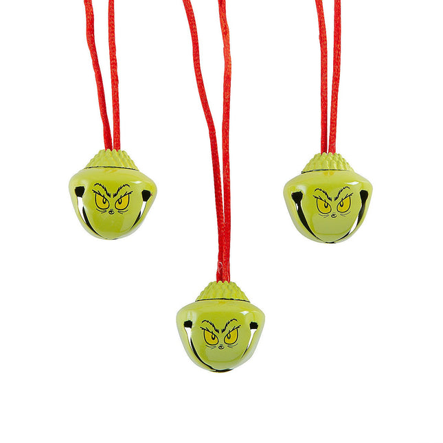 24" Christmas The Grinch Metal Jingle Bell Breakaway Necklaces - 12 Per Pack