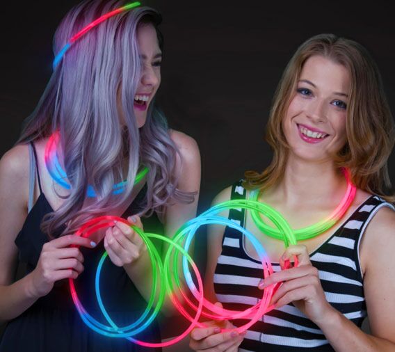24 Inch Jumbo Red Green Blue Tri-Color Glow Necklaces - Pack of 50