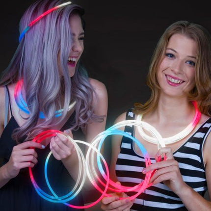 24 Inch Patriotic Red White Blue Tri-Color Glow Necklaces - Pack of 50