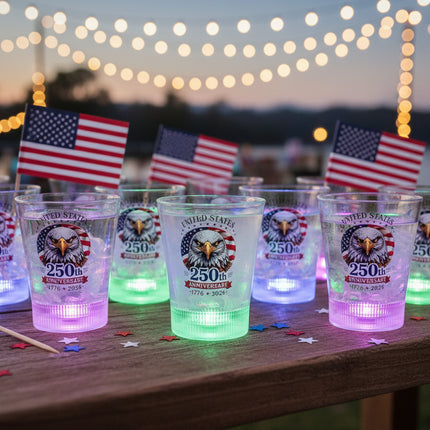250th Anniversary LED Disco Ball 8 oz. Rocks Glass
