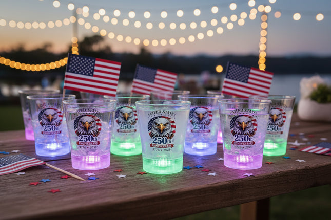 250th Anniversary LED Disco Ball 8 oz. Rocks Glass
