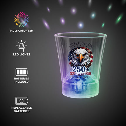 250th Anniversary LED Disco Ball 8 oz. Rocks Glass
