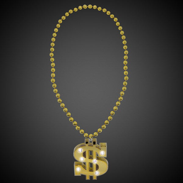LED Gold Dollar Sign Necklace