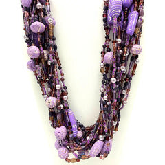 27" Mixed Purple & Lavender Glass Bead Necklaces