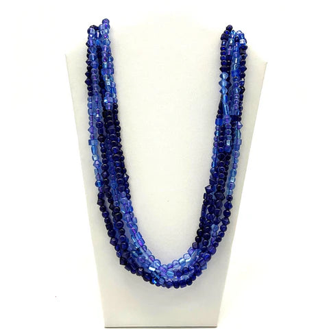 27" Blue Glass Beaded Necklaces