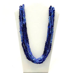 27" Blue Glass Beaded Necklaces