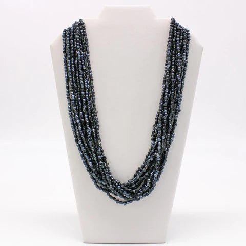 27 Inch Black Glass Bead Necklaces